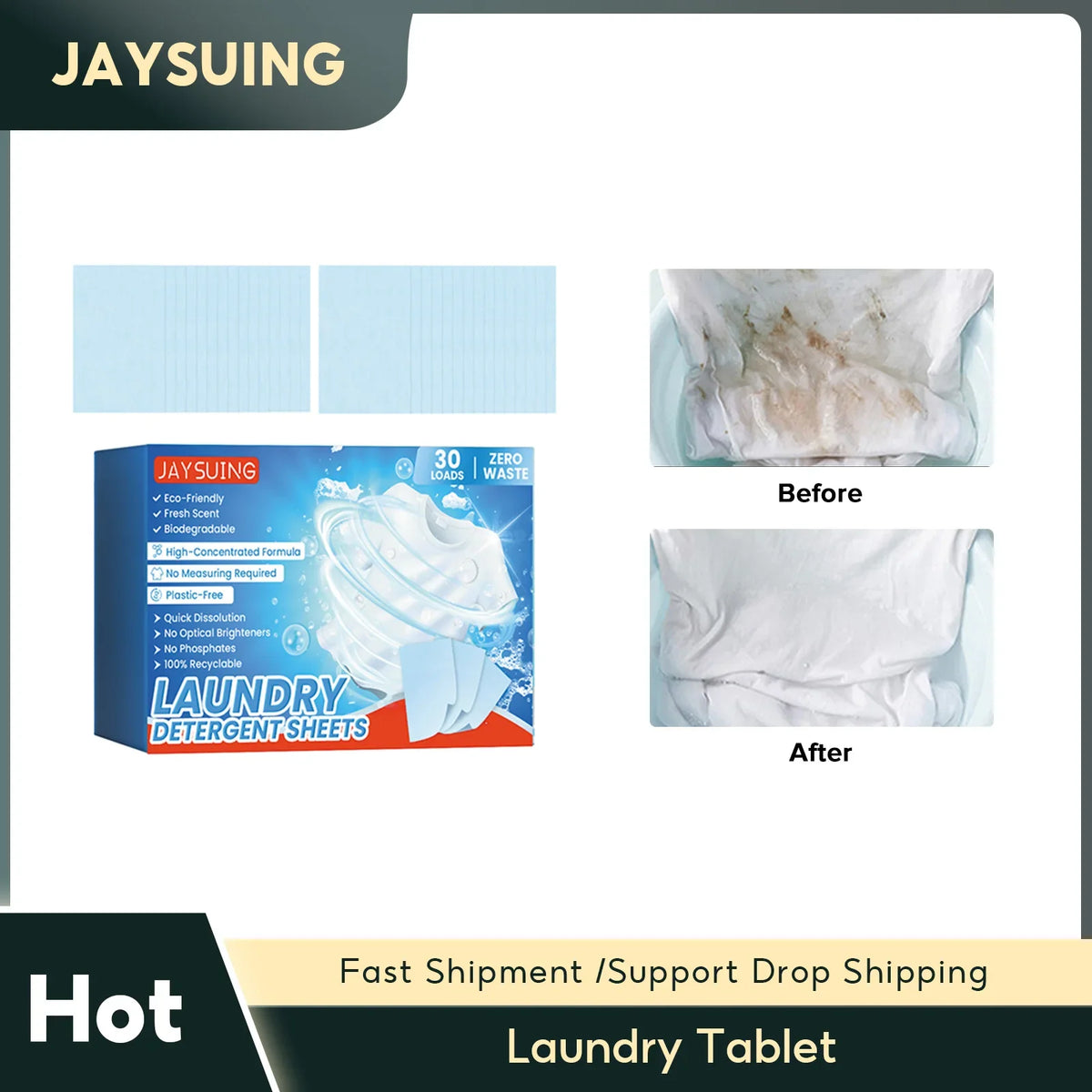 Concentrated Laundry Tablets – Plant-Based Bubble Soap Sheets Laundry Detergent Tablets Qme