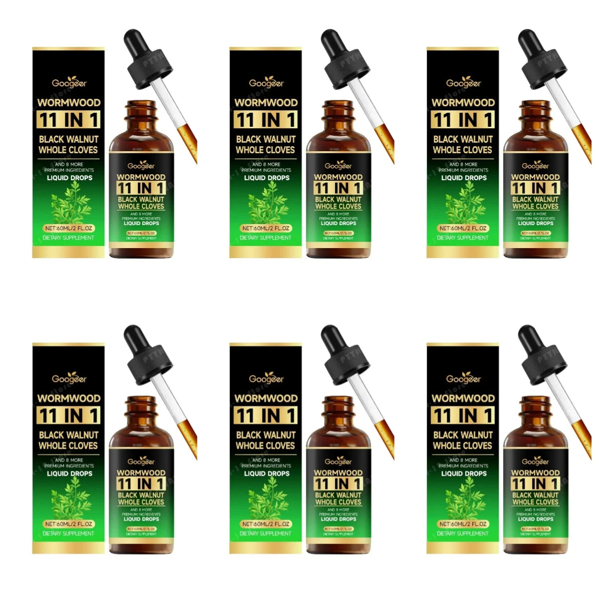 Wormwood 11-in-1 Liquid Drops – Gut & Digestive Support 60ml Herbal Liquid Drops Qst 60 ml 6 bottles