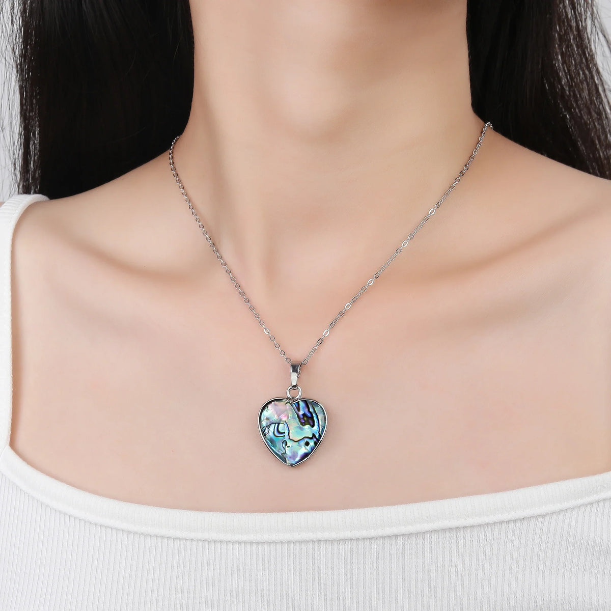 Natural Abalone Shell Pendant Necklace – Silver & Gold Shell Pendant Necklace Qme