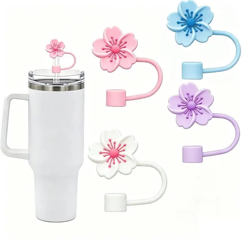 Silicone Tumbler Straw Cover Boot & Begonia Charm Set Tumbler Accessory Set Qme