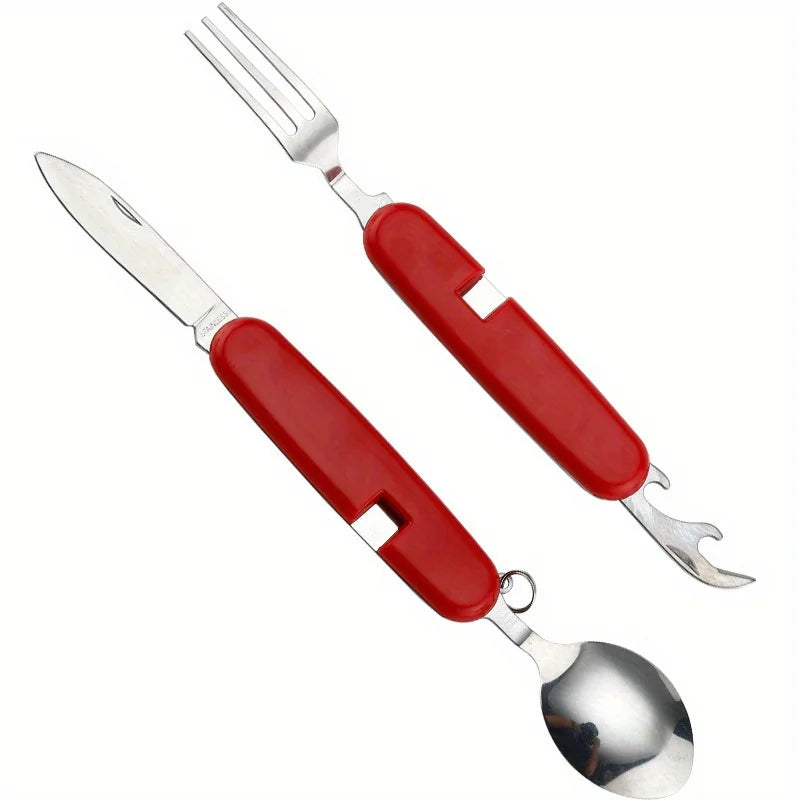 Folding Stainless Steel Cutlery Set – Spoon Fork Knife Combo Folding Cutlery Set Qme