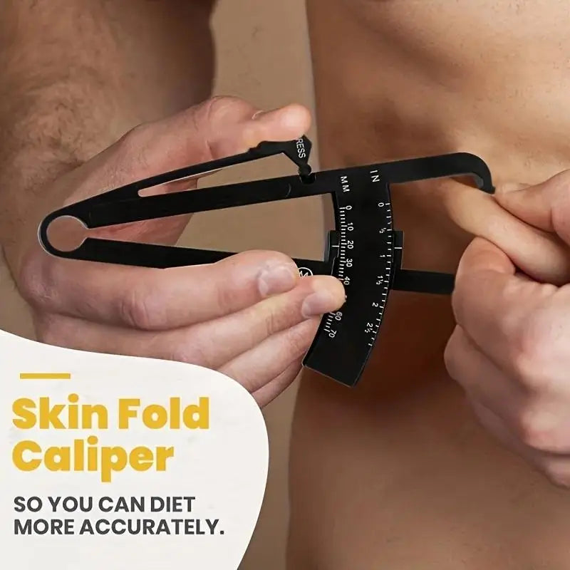 Skinfold Body Fat Caliper Set with Tape & Measurement Chart Body Fat Caliper Set Qme