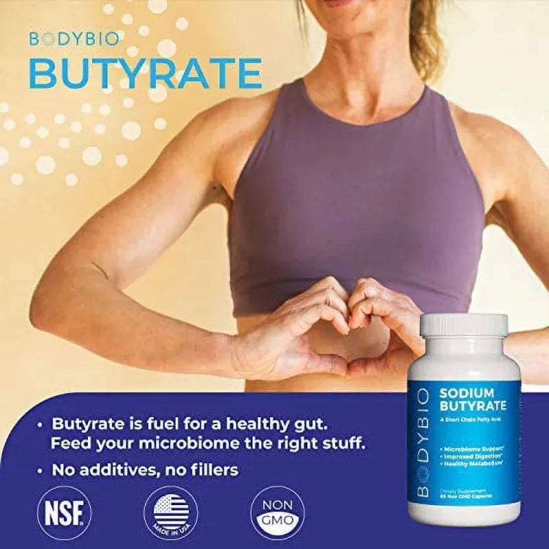 Sodium Butyrate Supplement – Non-GMO SCFA, 60 Capsules Digestive Supplement Qst