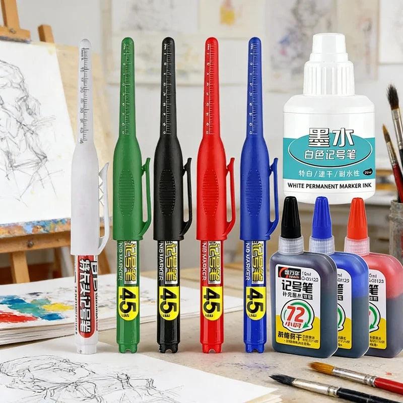 Waterproof Deep Hole Marker Pen – Long Nib Carpenter Pen Carpenter Marker Pen Qme