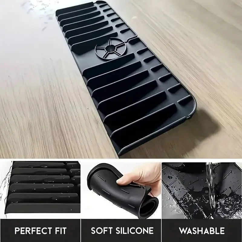 Silicone Faucet Sponge Holder & Sink Drying Pad – 4 Colors Silicone Sink Organizer Qme