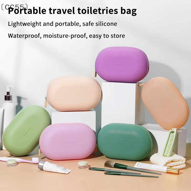 Large Silicone Cosmetic Bag – Waterproof Travel Makeup Organizer Cosmetic Bag Qst