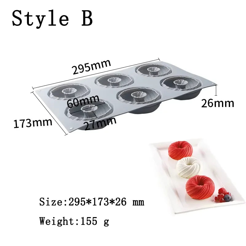 Spiral Donut Silicone Cake Mold – Mousse & French Pastry Baking Silicone Cake Mold Qst Style B 1PC