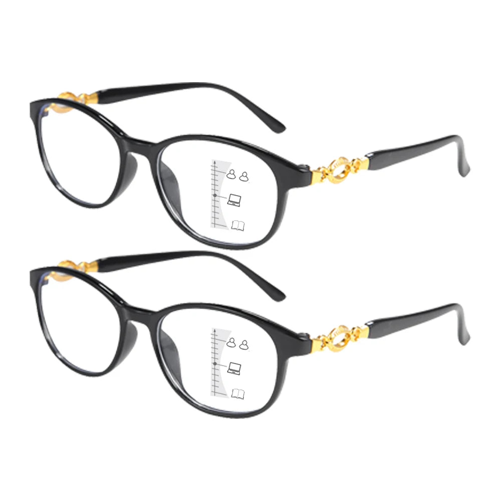 VOPHA 2-Pack Progressive Reading Glasses – Blue Light Blocking Progressive Reading Glasses Qst 300 2PC-Black