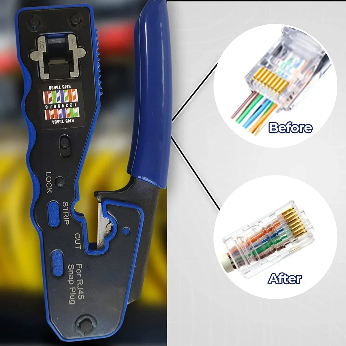 RJ45 Pass Through Crimp Tool – Cat6a Cat6 Cat5 8P8C Crimper Network Crimping Tool Qme