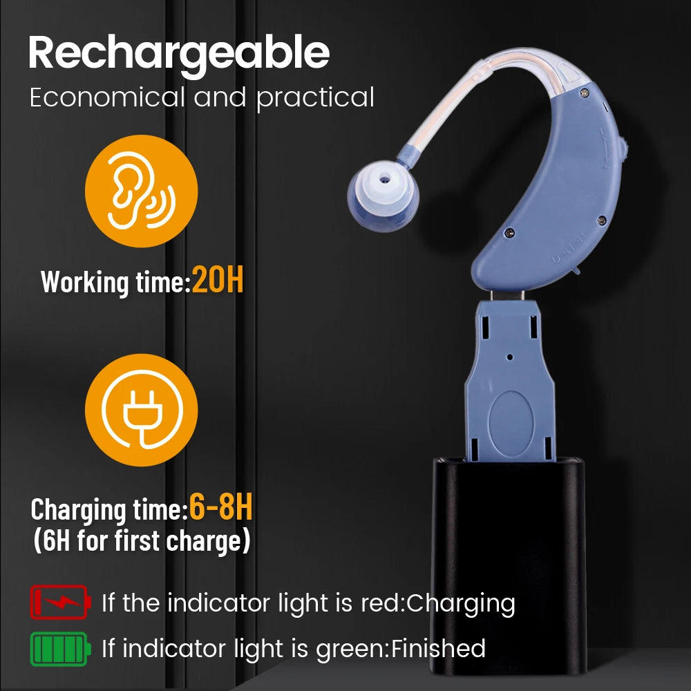 Rechargeable BTE Digital Hearing Aid – Mini Wireless Amplifier Digital Hearing Aid Qst
