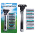 Men's 3-Blade Manual Razor with Lubricating Strip, 19 Heads Manual Razor Qst Green 7 pcs
