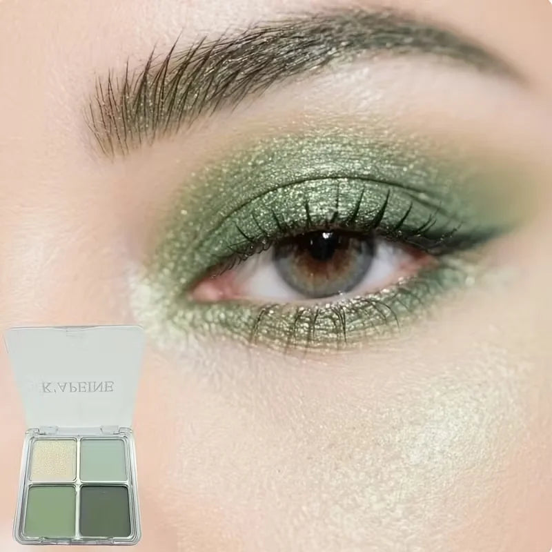 Qme 4-Color Green Matte Eyeshadow Palette | Korean Makeup Eyeshadow Palette Qme