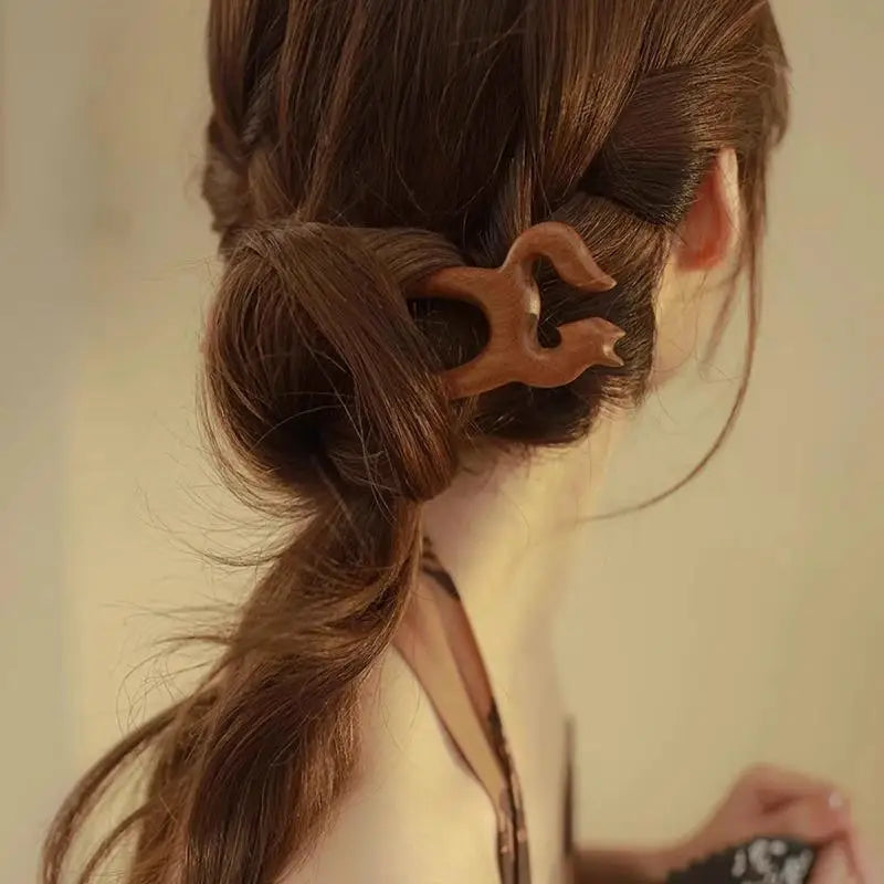 Wooden U-Shape Hair Stick Fork – Chinese Style Hairpin Hair Fork Hairpin Qst