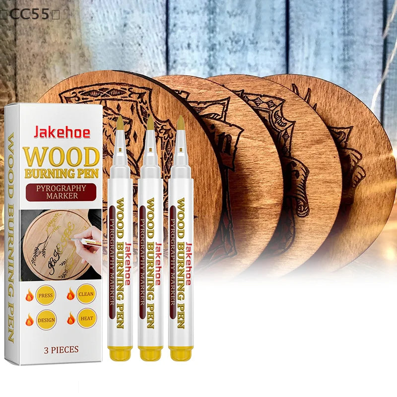 3-Pack Wood Burning Scorch Marker Pens – Heat Activated Wood Burning Markers Qst