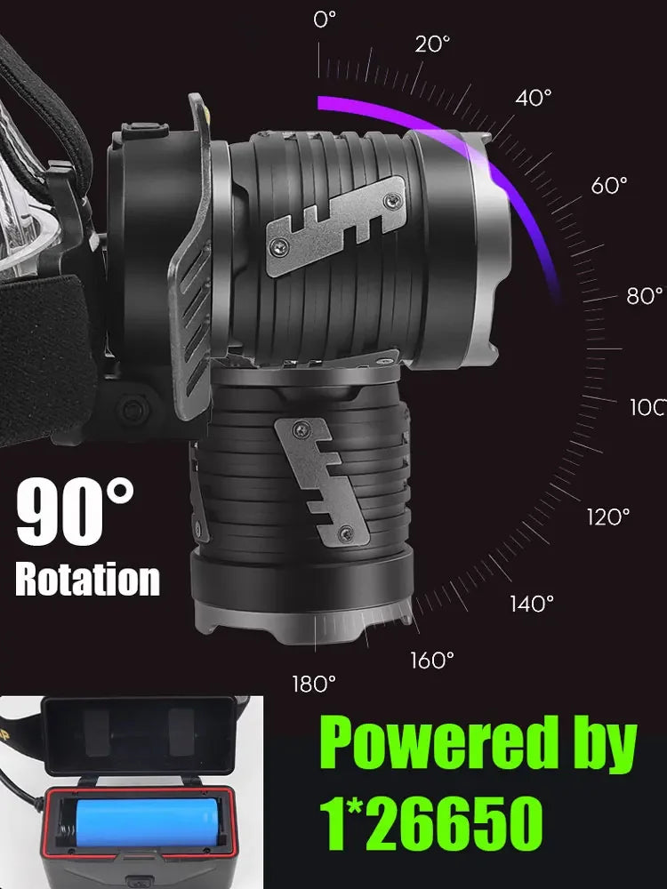 XHP360 LED Headlamp IP68 Waterproof Motion Sensor 180000lm LED Headlamp Qst