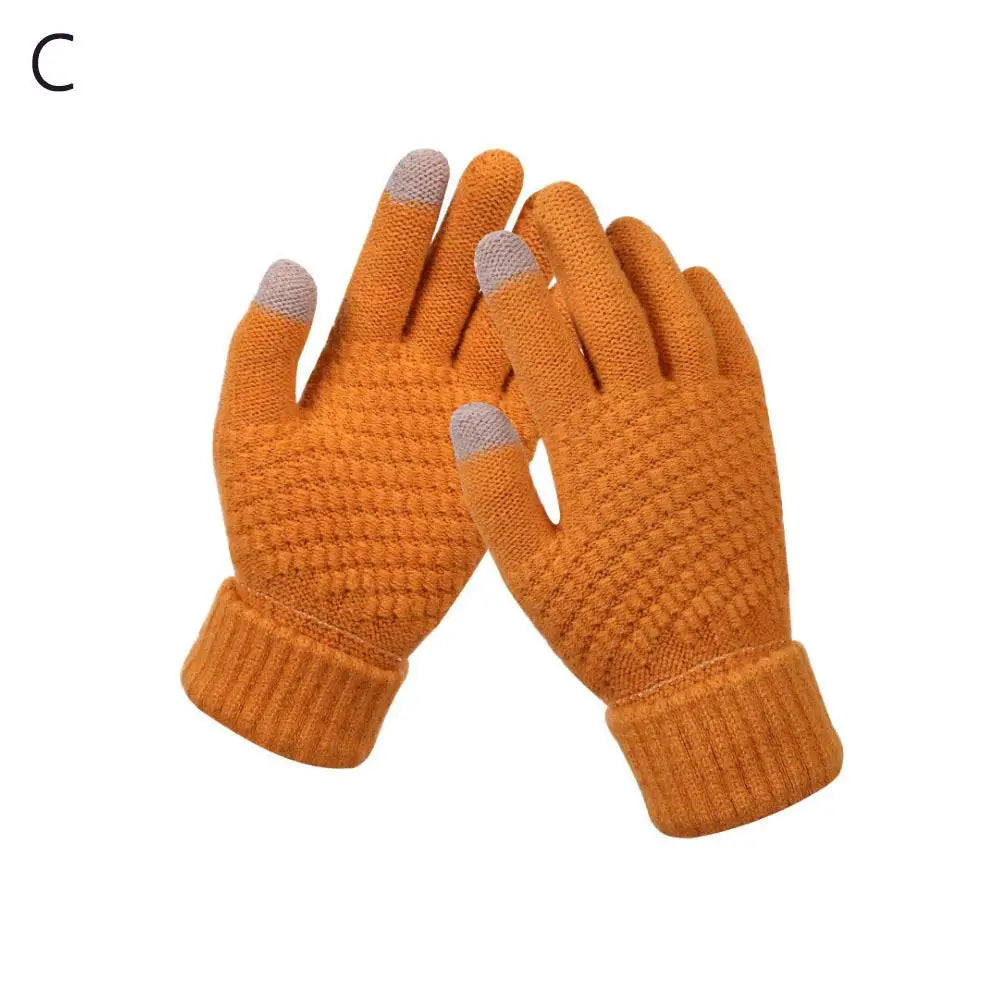 Women's Knitted Thicken Winter Hand Warmer Gloves – 4 Colors Knitted Winter Gloves Qme Yellow
