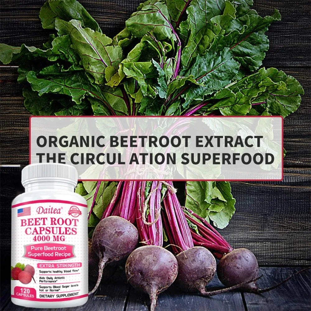 Organic Beet Root Capsules – Energy & Endurance Support, 120ct Herbal Supplement Qst