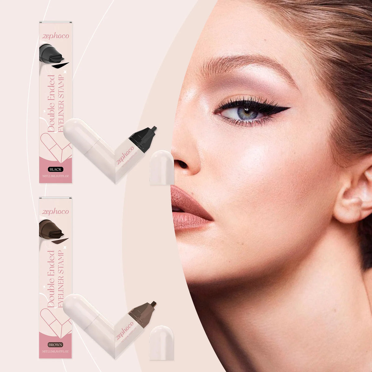 Zephoco Winged Eyeliner Stamp Pen – Waterproof Double Ended Eyeliner Stamp Pen Qst