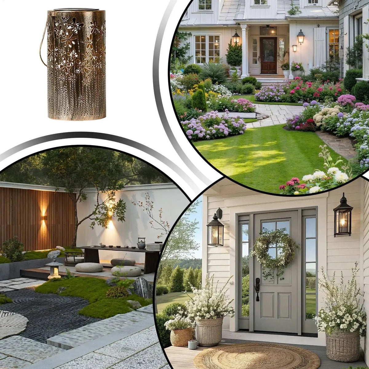 Solar Hanging Lantern Colorful Metal Flower Outdoor Light Solar Garden Lantern Qme