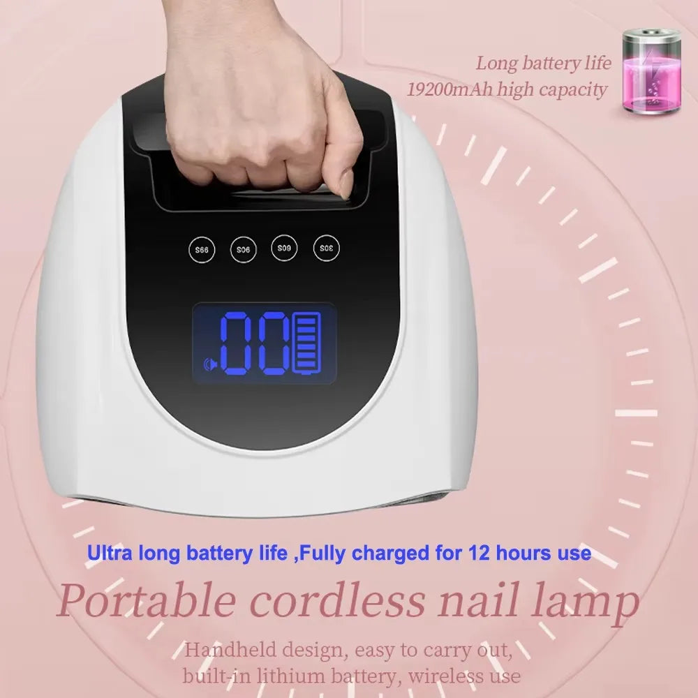 96W Rechargeable UV LED Nail Lamp – Mirror Base Gel Dryer UV LED Nail Lamp Qst