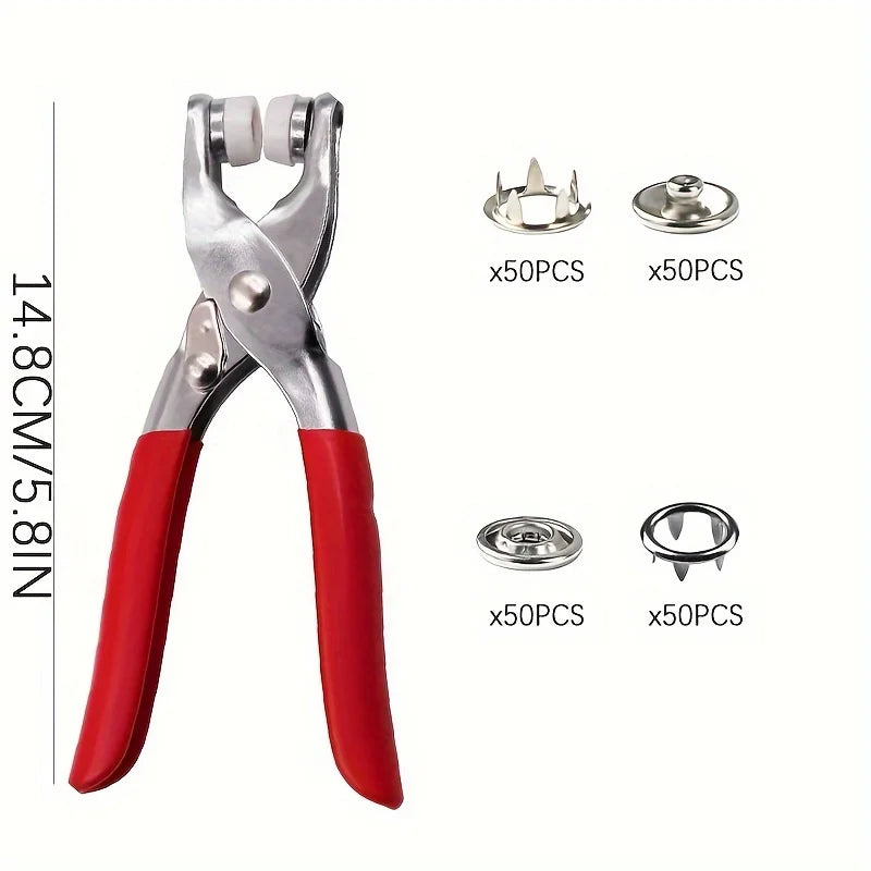 Stainless Steel Snap Fastener Pliers Kit – DIY Clothing Buttons Snap Fastener Tool Qme