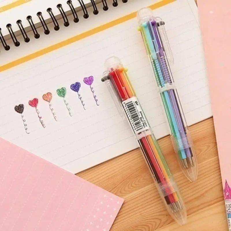 6-Color Ballpoint Pen Set – Multicolor Oil Pens 0.5mm Multicolor Ballpoint Pen Set Qme