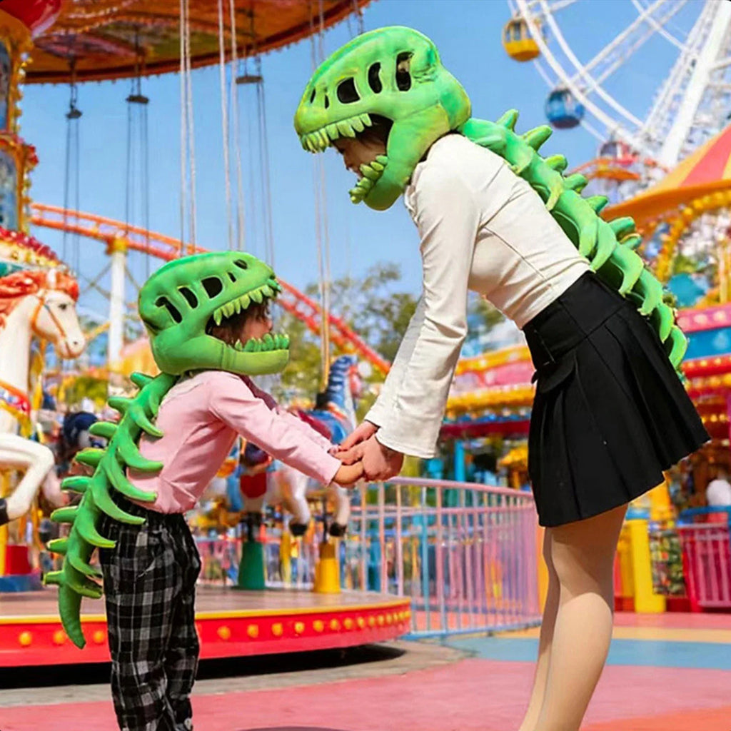 Soft Dinosaur Skeleton Costume Headpiece – Kids & Adults Costume Headpiece Qme
