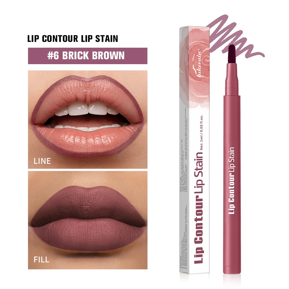Lakerain Double-Ended Lip Tint & Liner Pen – Matte Nude Lip Liner Pen Qst 06