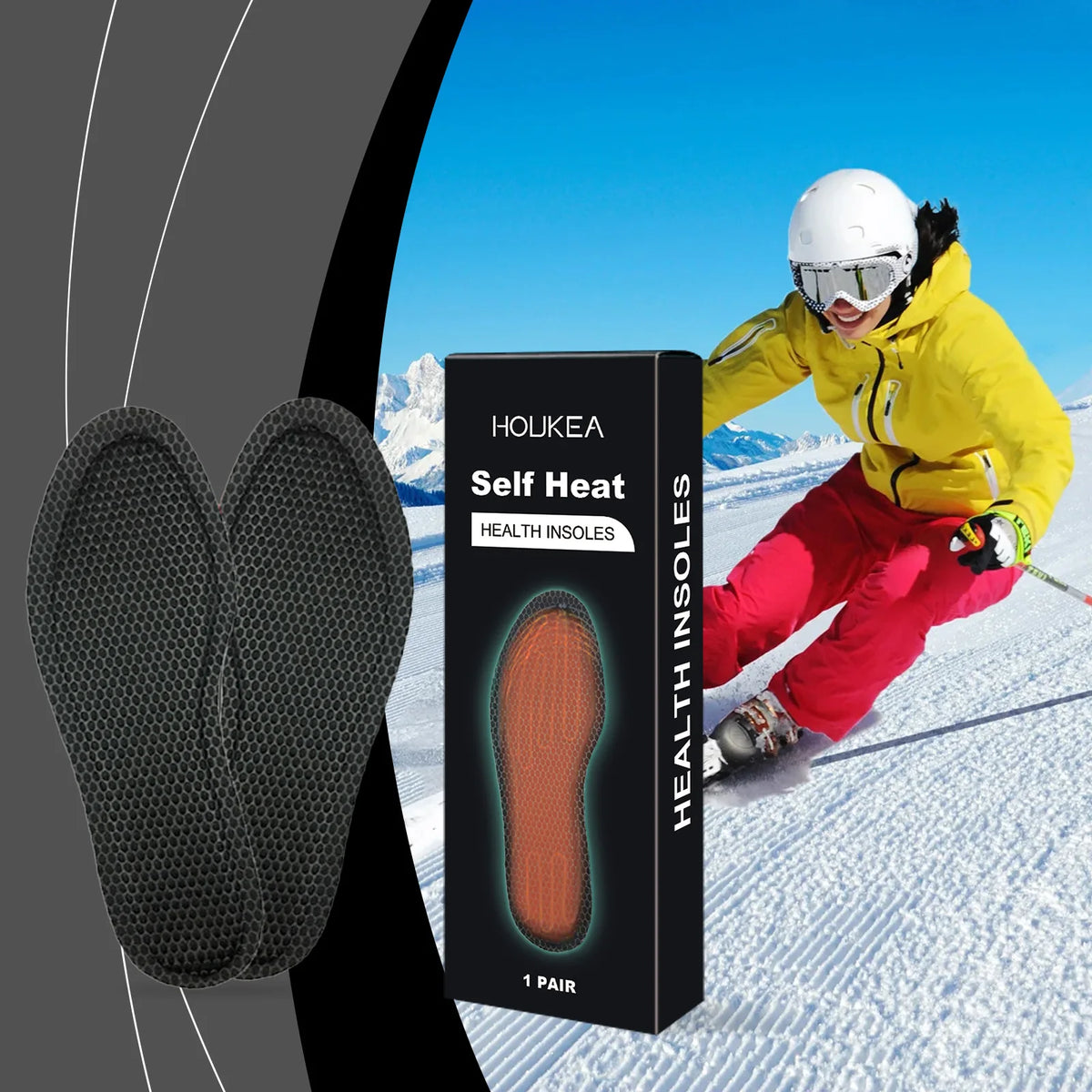 HOUKEA Self Heating Insoles – Winter Foot Warmers Unisex Heating Insoles Qst