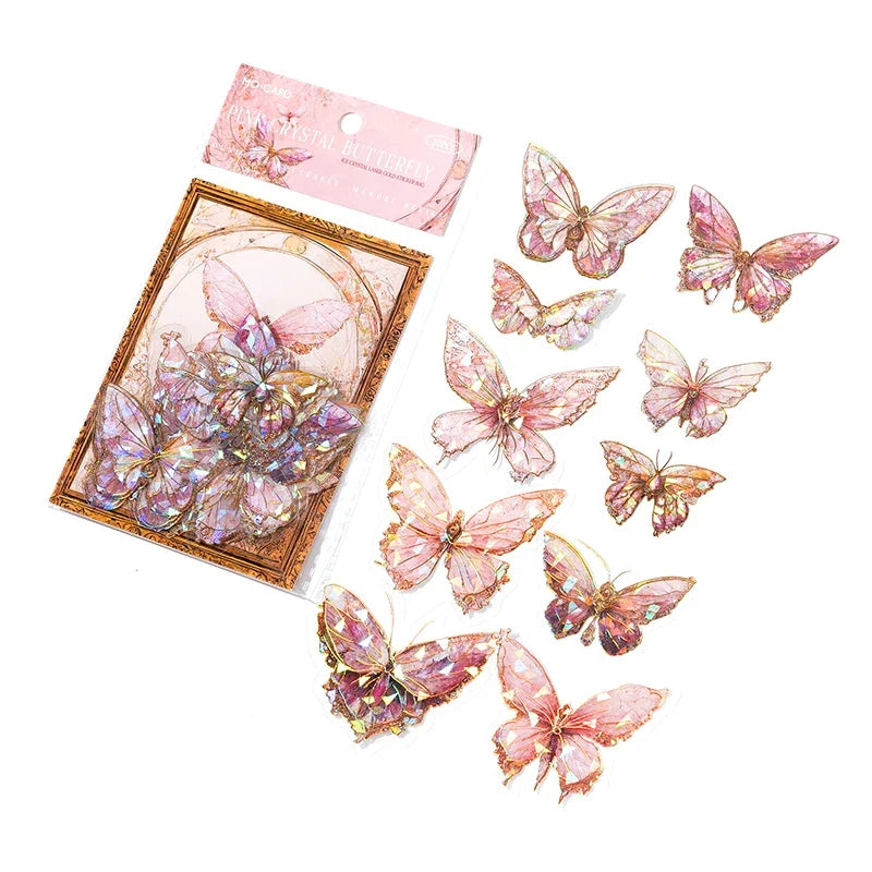 PET Butterfly Stickers Transparent Waterproof Decals DIY Scrapbook Decorative Craft Stickers Qme 2