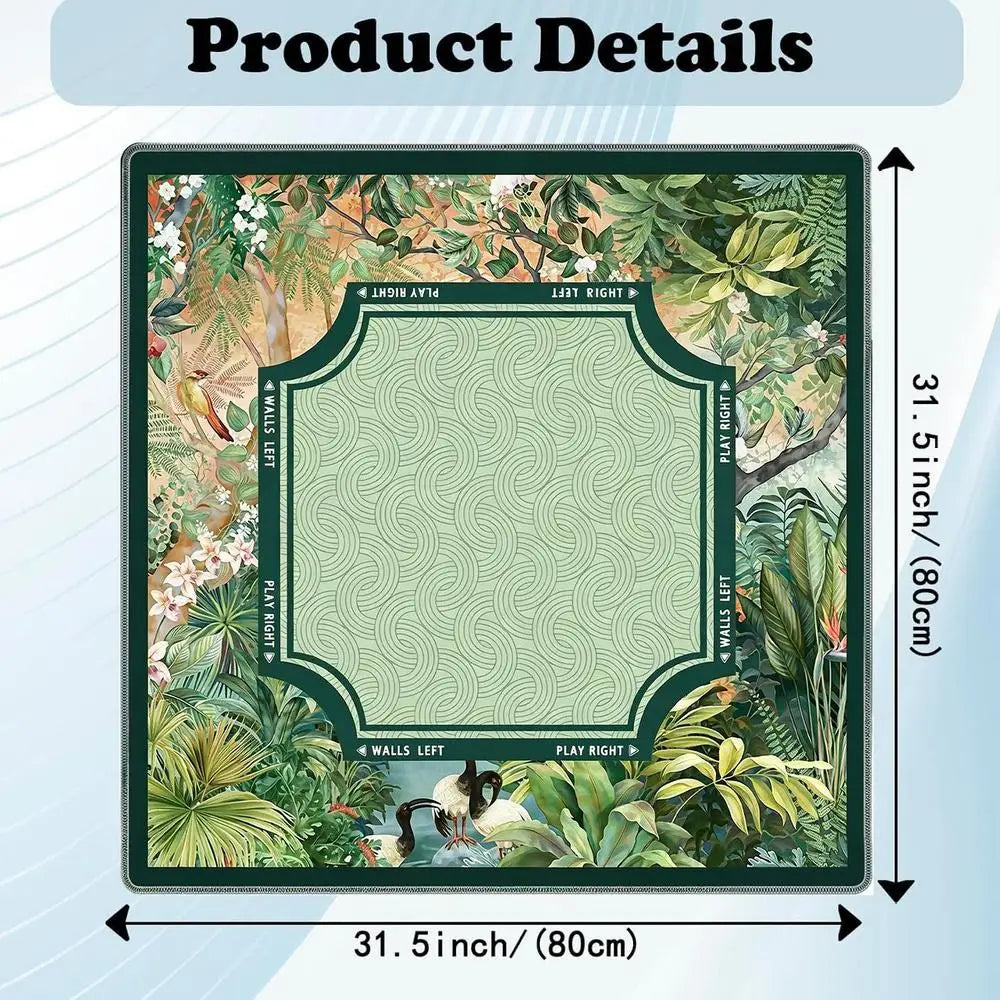 Mah Jongg Mat Non-Slip Tropical Plants 80x80cm | Portable Game Mat Qme Green China Mainland