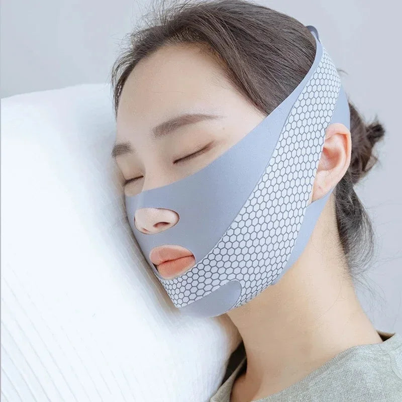 V-Shape Face Lifting Bandage | Silica Gel Chin Contour Wrap Facial Lifting Wrap Qme Gray