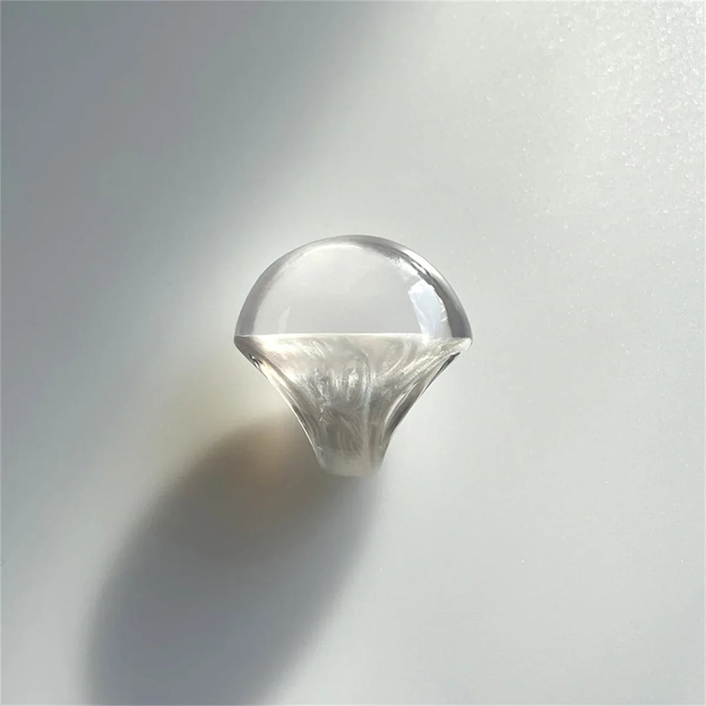 Y2K Transparent Resin Chunky Ring – Geometric Oval Wide Band Resin Statement Ring Qme zhuguangbai China Mainland 7
