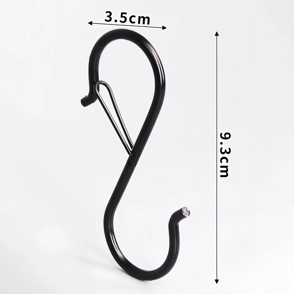 Heavy Duty Large Metal S Hooks with Safety Buckle – 2 or 4 Pack S Hooks Set Qme