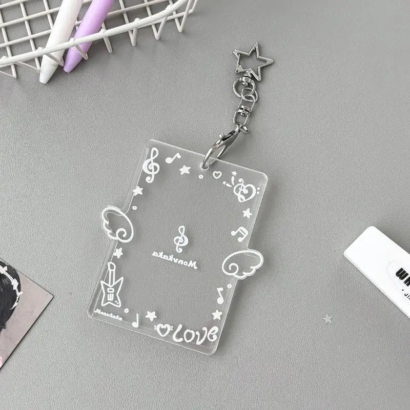 Clear Acrylic Photocard Holder Wing Star Keychain – 4 Colors Photocard Keychain Qme A