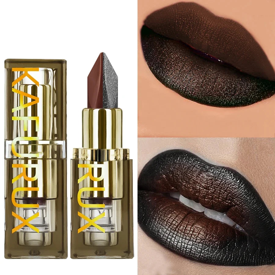 Two Tone Waterproof Glitter & Matte Chocolate Red Lip Tint Lip Tint Lipstick Qme
