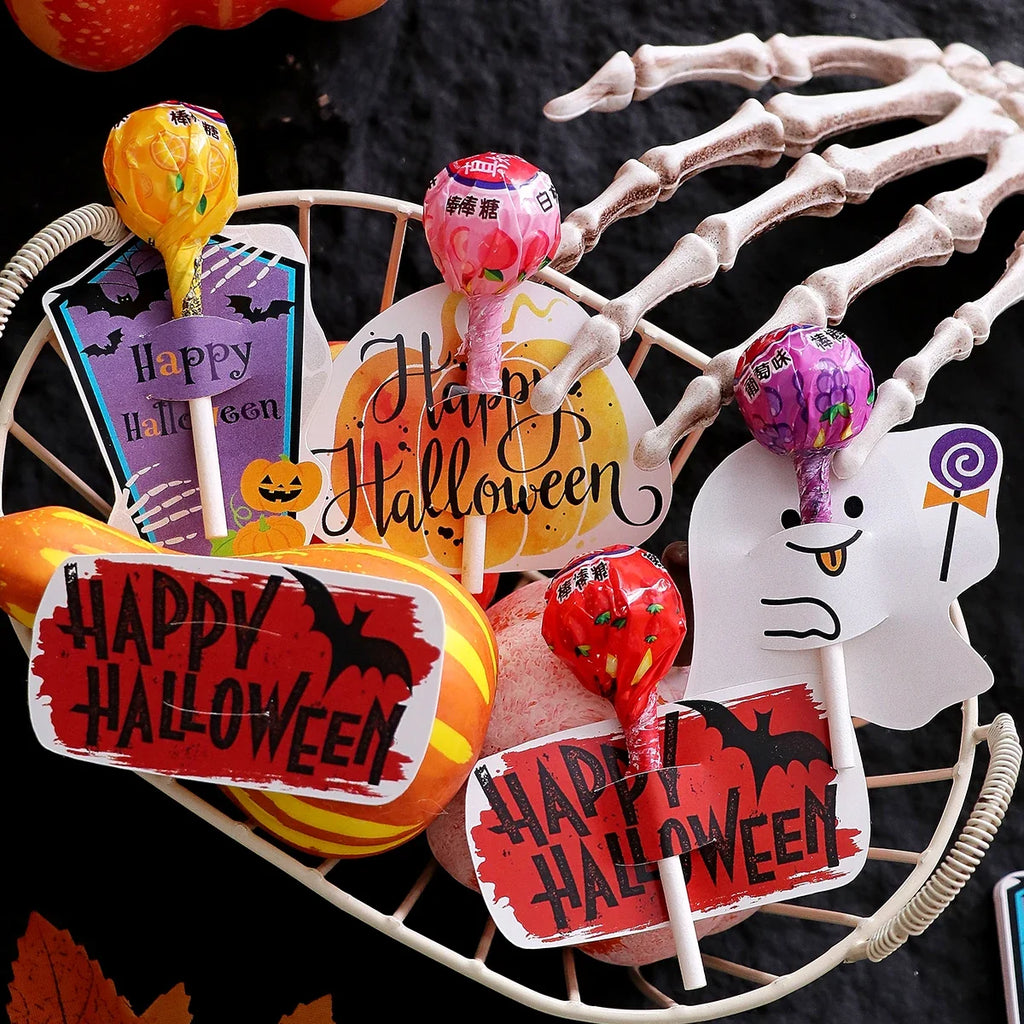 Halloween Lollipop Cards for Kids – 30 Pack, 4 Designs Halloween Party Favors Qme