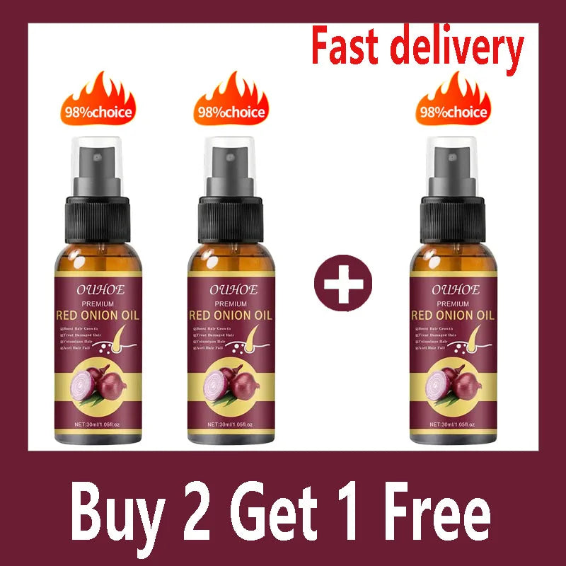 Red Onion Hair Growth Essential Oil Spray – Nourish & Strengthen Hair Growth Spray Qme 3 pcs