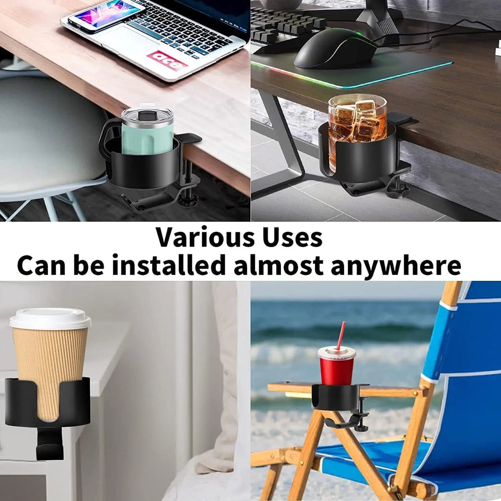 360° Rotating Desk Cup Holder Clamp Organizer – Gaming & Office Desk Cup Holder Qme