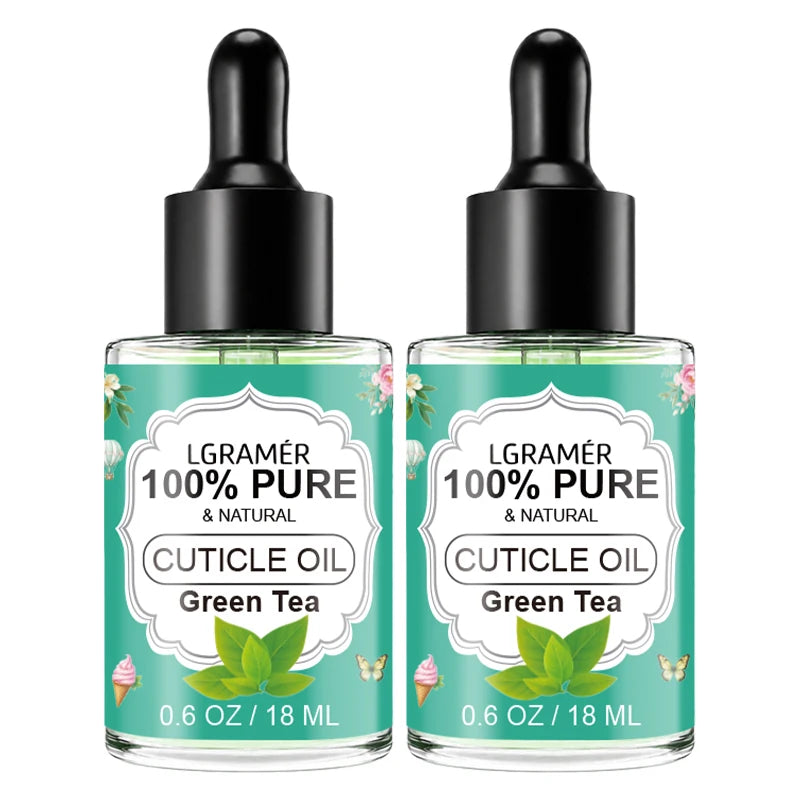 LGRAMER 18ml Cuticle Oil Nail Treatment – 6 Scents Cuticle Oil Qst Green tea-2pcs