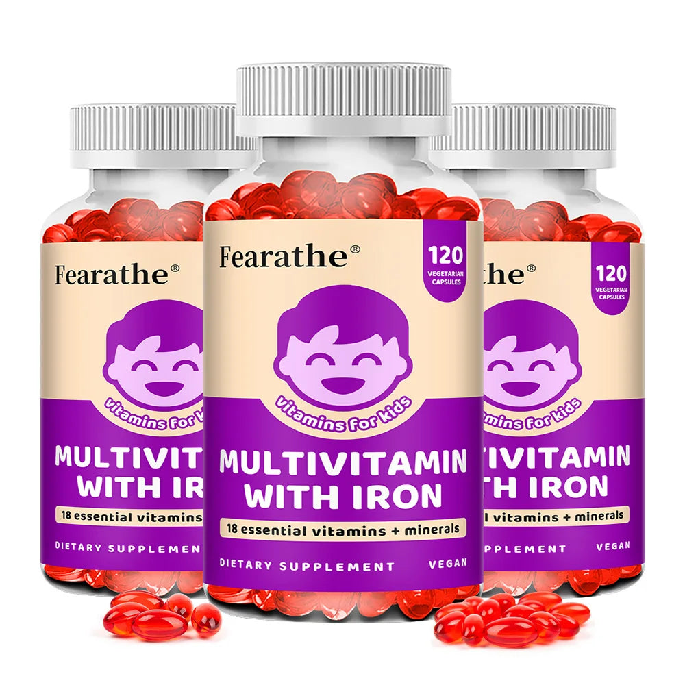 Kids Multivitamin Capsules – A, C, D3, Zinc & B-Vitamins Kids Multivitamin Supplement Qst 120 count-3 bottle