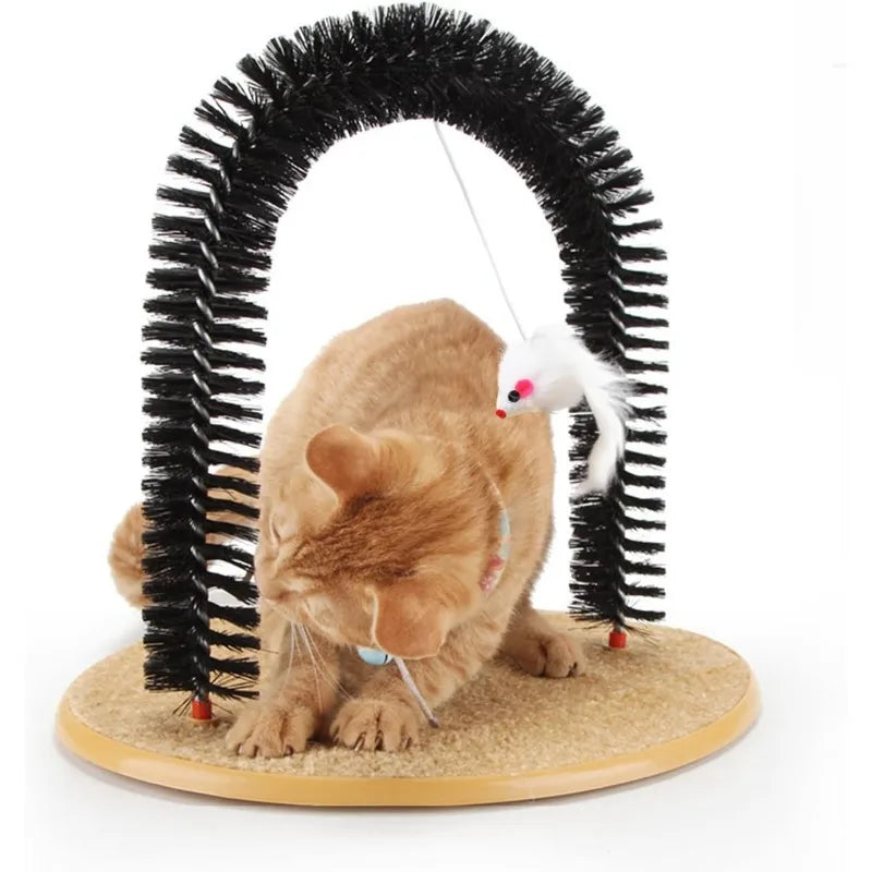 Cat Arch Grooming Brush & Self-Massager Toy – Indoor Cats Cat Grooming Toy Qme black