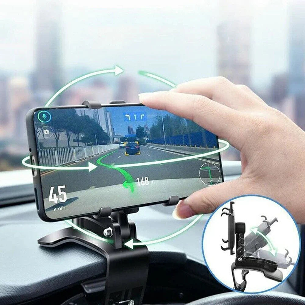 360° Car Phone Holder – Universal GPS Dashboard Clip Mount Car Phone Mount Qme
