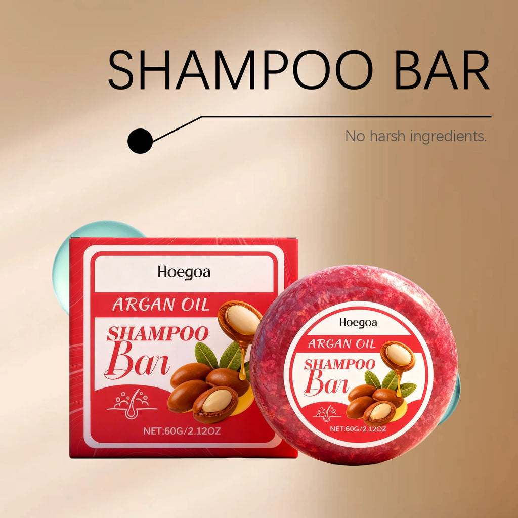 HOEGOA 60g Argan Oil Shampoo Bar – Moisturizing Oil Control Solid Shampoo Bar Qst