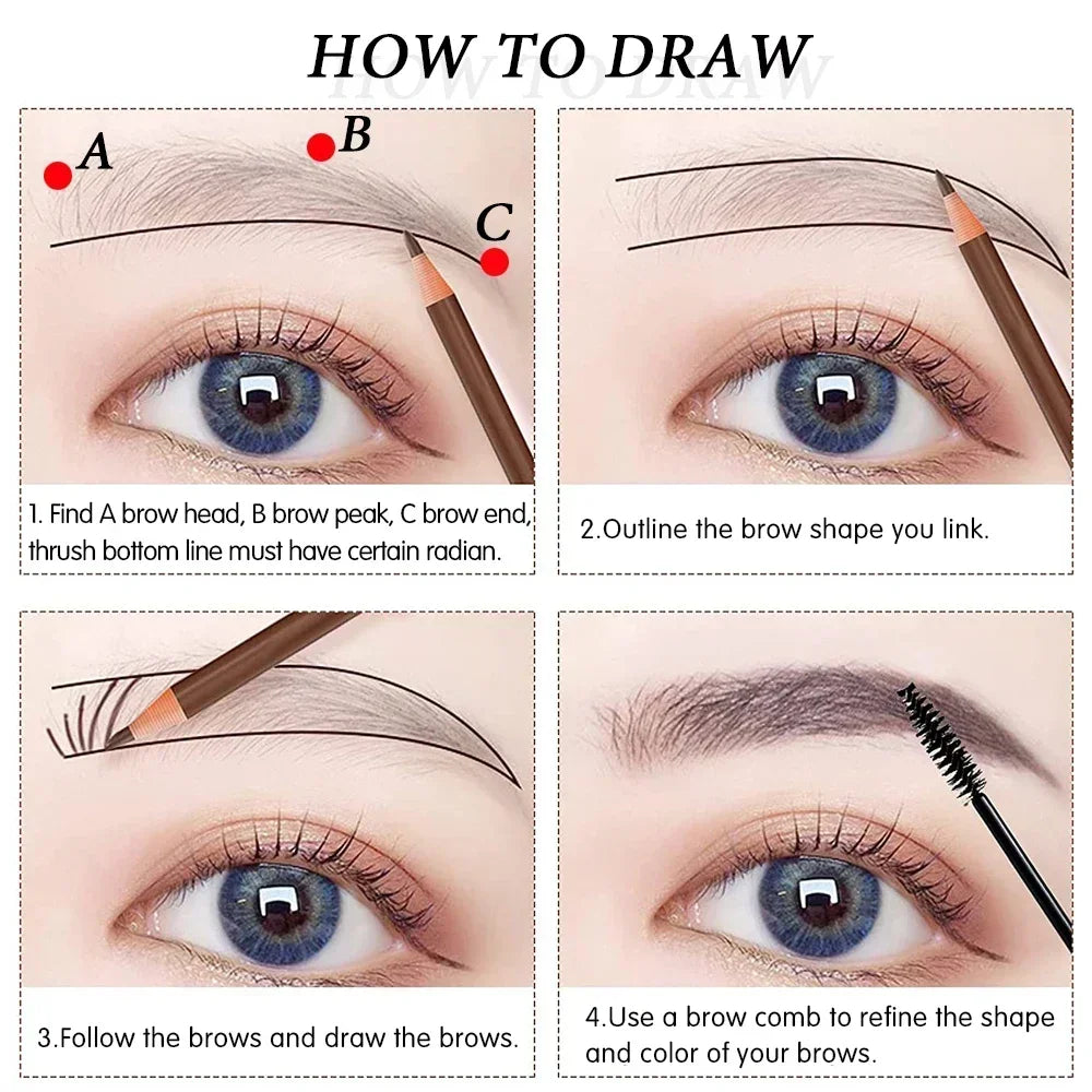 Microblading Eyebrow Pencil Waterproof – 6 Colors | Qme Eyebrow Makeup Pencil Qme