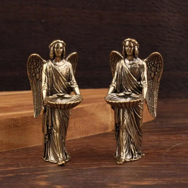Brass Angel Statue Figurine | Small Bronze Ornament for Home Decor Bronze Angel Figurine Qme