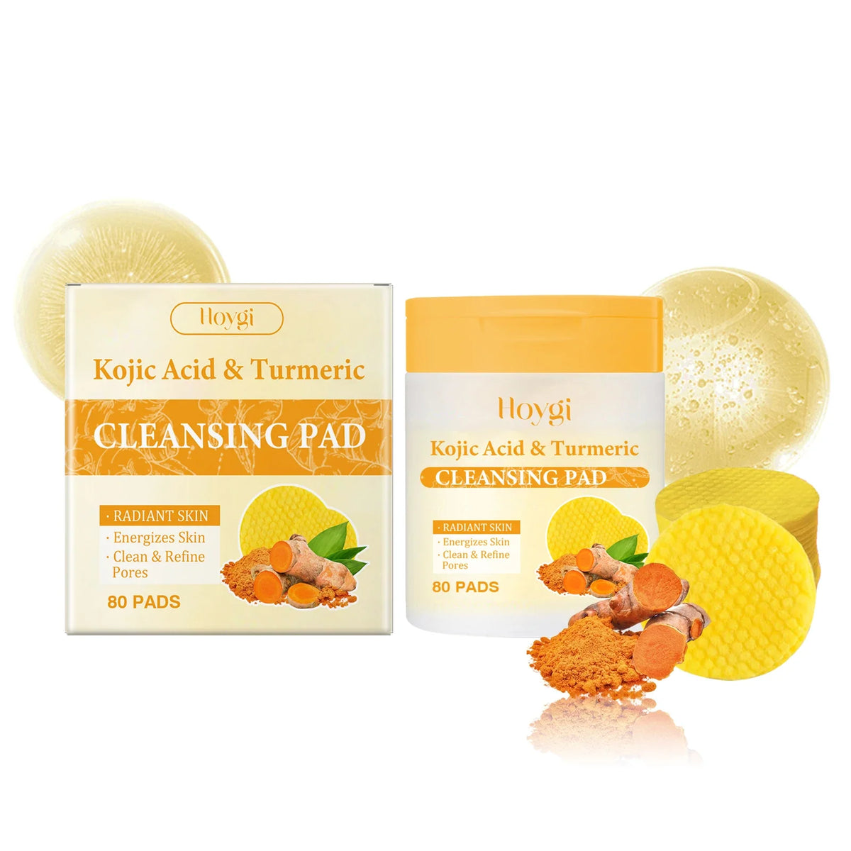 Turmeric Kojic Acid Exfoliating Facial Pads – 80 Pcs | Daily Exfoliating Facial Pads Qme 80Pads