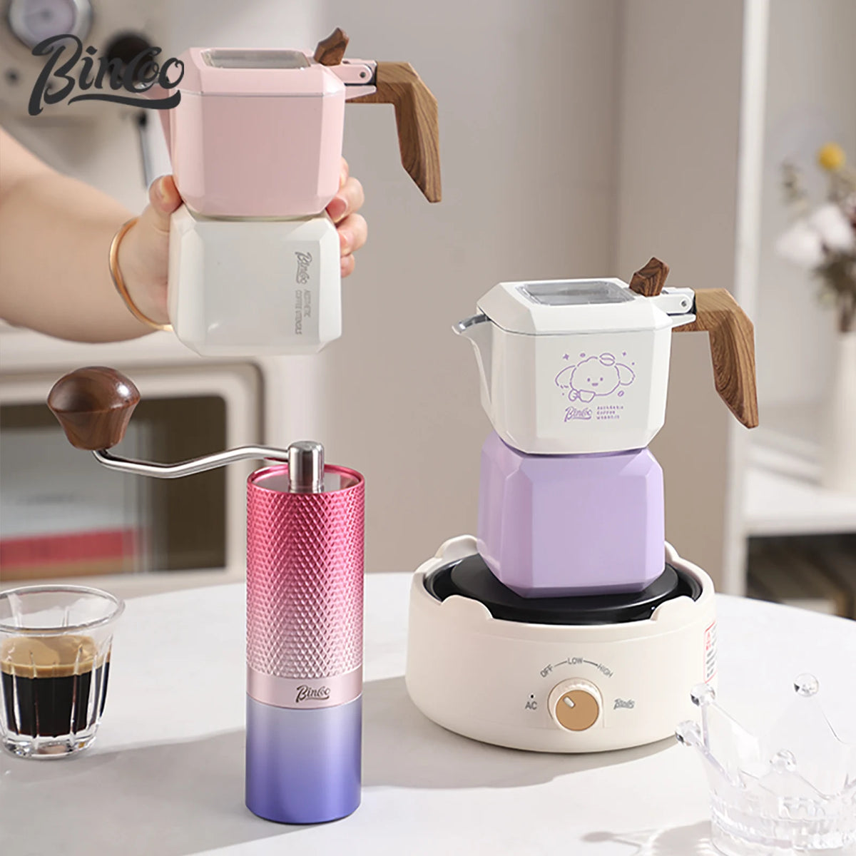 Bincoo Animal Themed Moka Pot – Dual Valve Stovetop Espresso Set Stovetop Moka Pot Qst