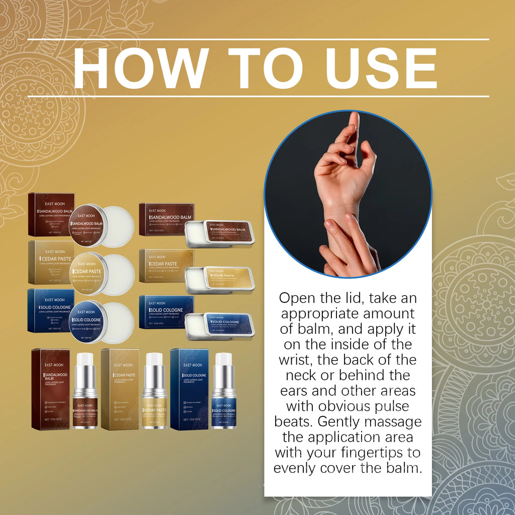 Men's Sandalwood Solid Fragrance Balm – Portable Long-Lasting Scent Solid Fragrance Balm Qst