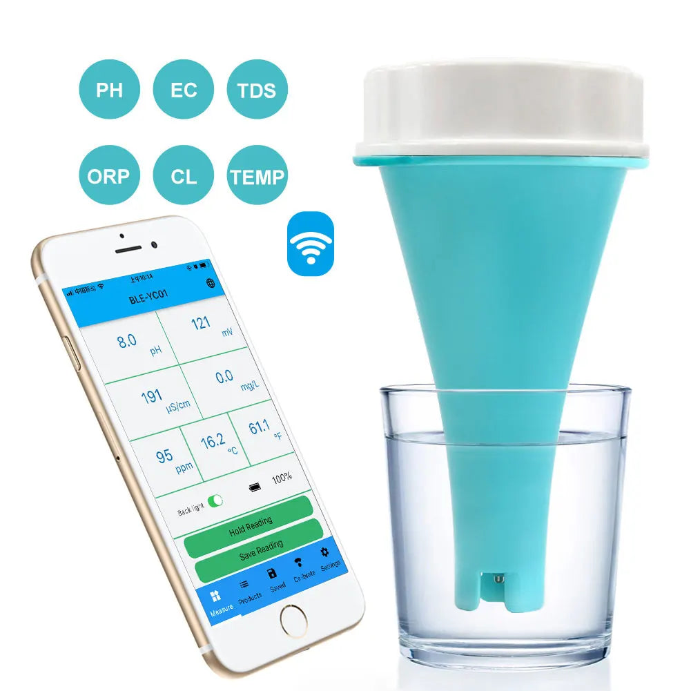 6-in-1 Smart Water Quality Tester | pH CL TDS EC ORP TEMP Water Quality Tester Qme